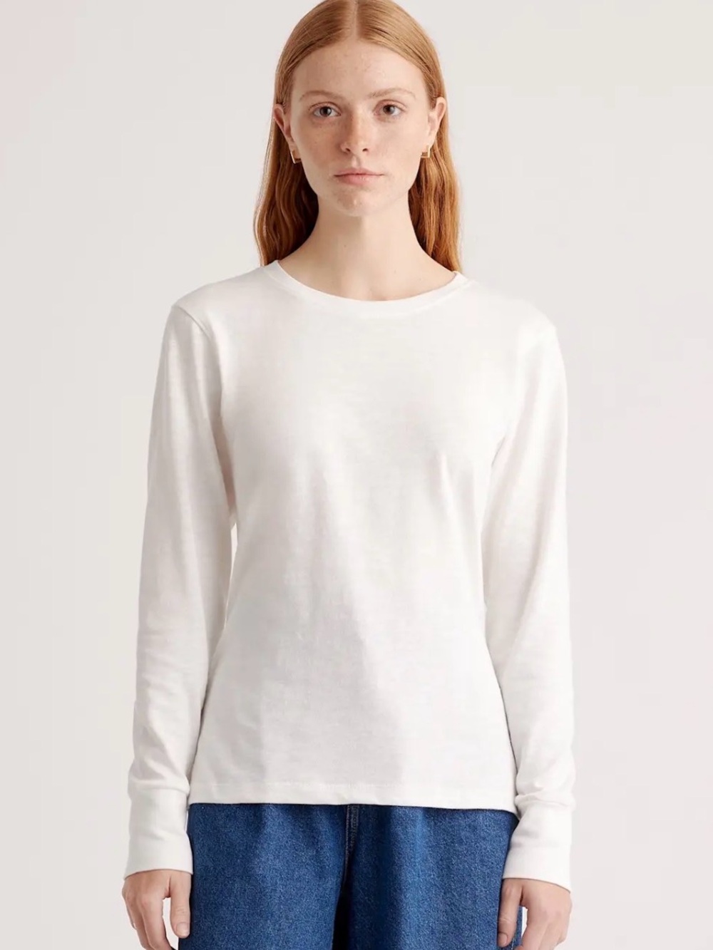Quince White Long-Sleeve Crewneck Tee